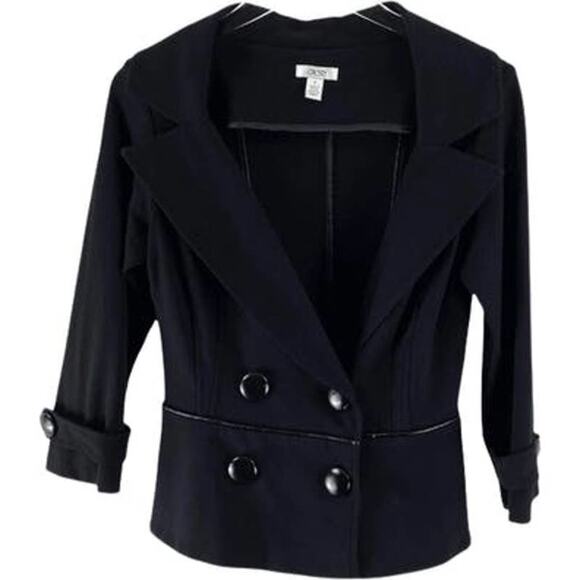 CACHE Double Breasted Asymmetrical Blazer Suit Jacket Black - Picture 7 of 7